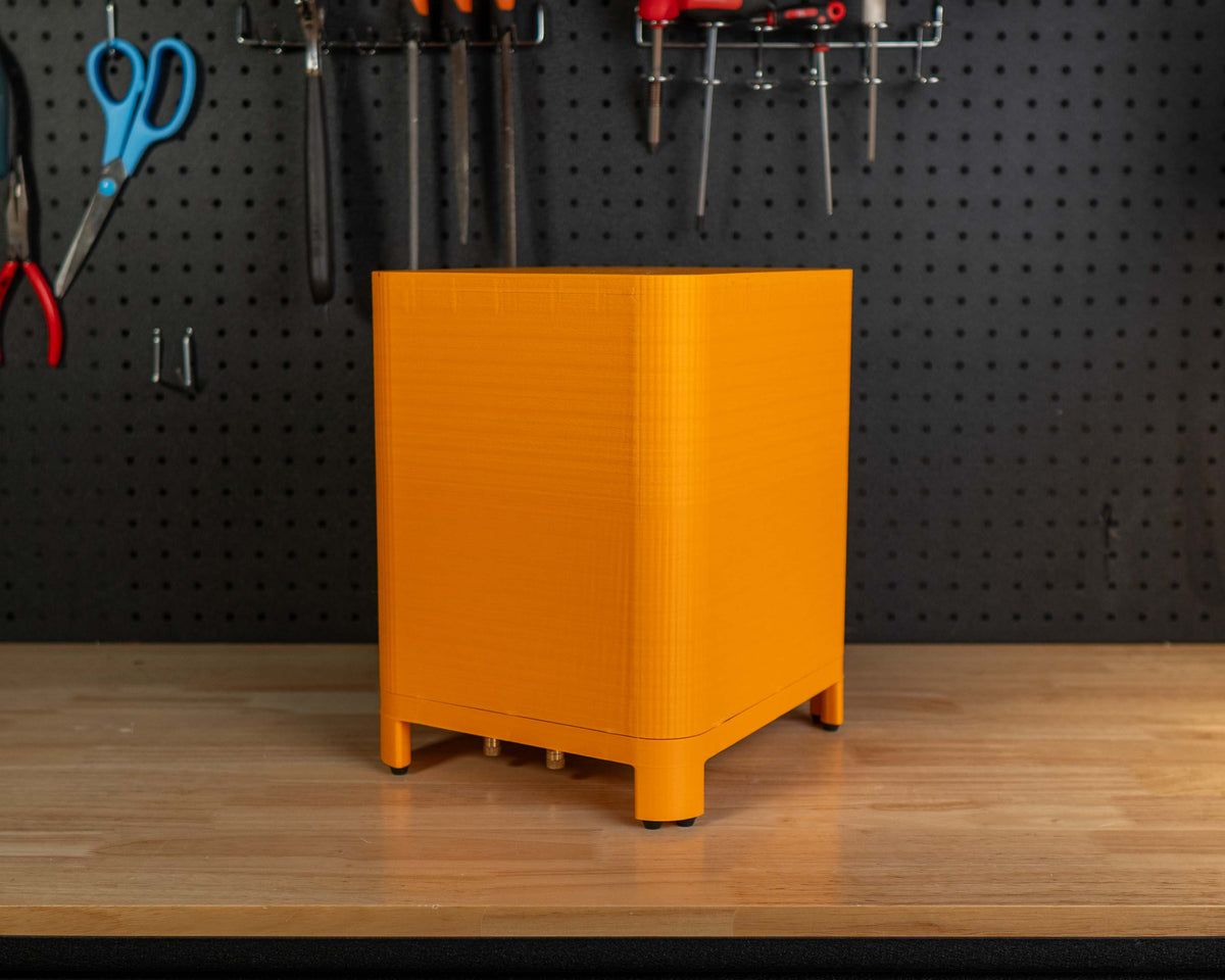 Bright orange subwoofer